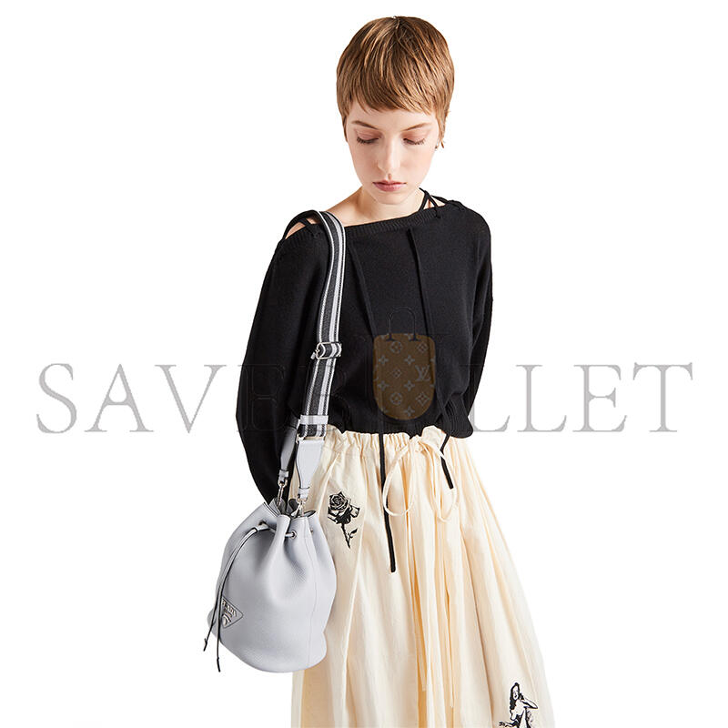 PRADA LEATHER BUCKET SHOULDER BAG CROSSBODY BAG REGULAR WOMEN'S BLUE 1BE060 (25*20*14cm) 